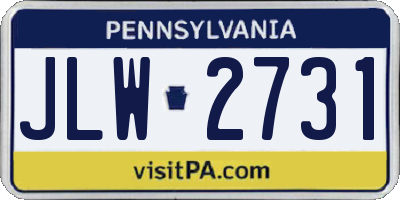 PA license plate JLW2731