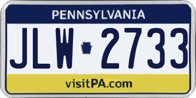 PA license plate JLW2733