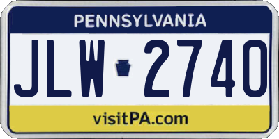 PA license plate JLW2740