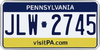PA license plate JLW2745