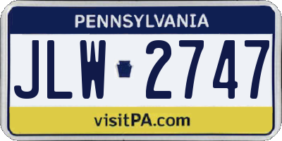PA license plate JLW2747