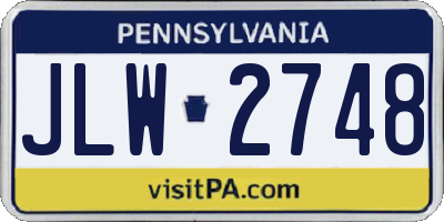PA license plate JLW2748