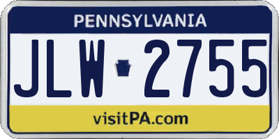 PA license plate JLW2755