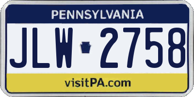 PA license plate JLW2758