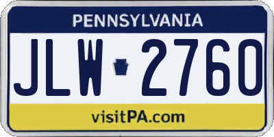 PA license plate JLW2760