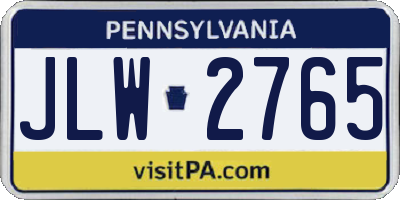 PA license plate JLW2765