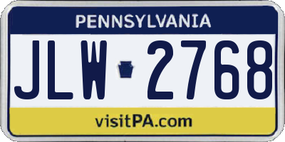 PA license plate JLW2768