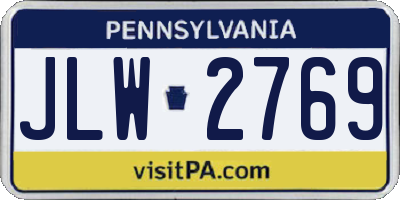PA license plate JLW2769