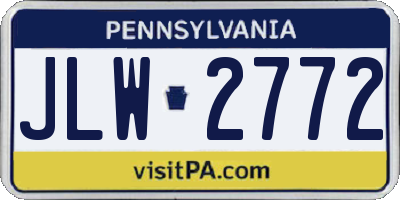 PA license plate JLW2772