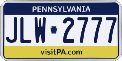 PA license plate JLW2777