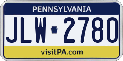 PA license plate JLW2780