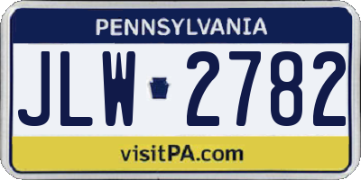 PA license plate JLW2782