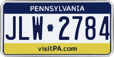 PA license plate JLW2784