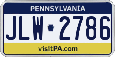 PA license plate JLW2786