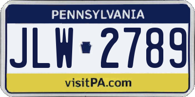 PA license plate JLW2789