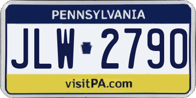 PA license plate JLW2790