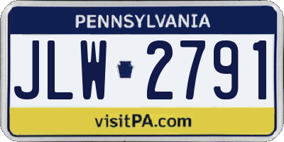 PA license plate JLW2791