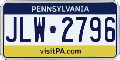 PA license plate JLW2796
