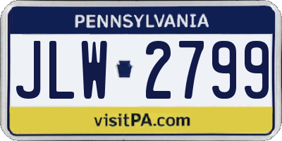 PA license plate JLW2799