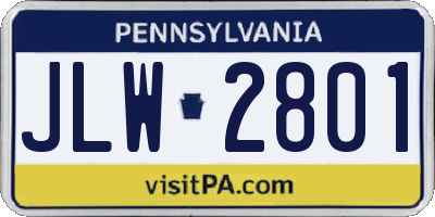 PA license plate JLW2801
