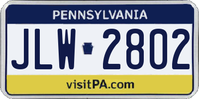 PA license plate JLW2802