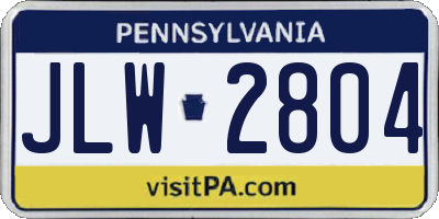 PA license plate JLW2804