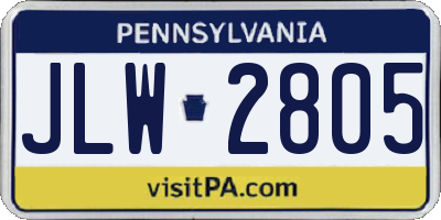 PA license plate JLW2805