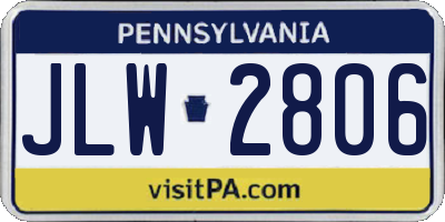 PA license plate JLW2806