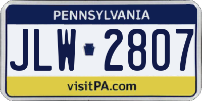 PA license plate JLW2807