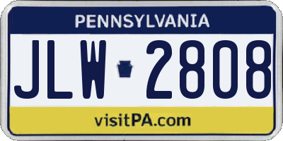 PA license plate JLW2808