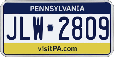 PA license plate JLW2809