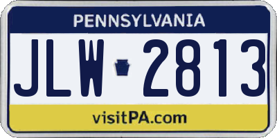 PA license plate JLW2813