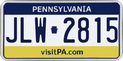 PA license plate JLW2815