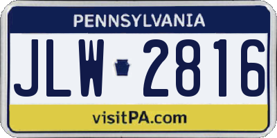PA license plate JLW2816