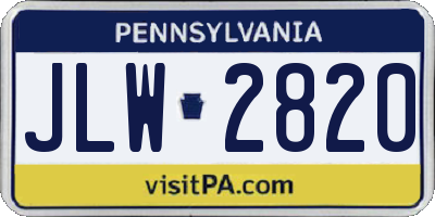 PA license plate JLW2820