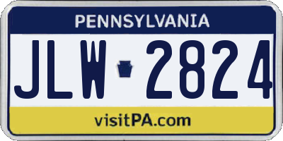 PA license plate JLW2824