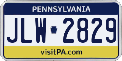 PA license plate JLW2829
