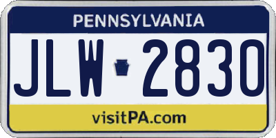 PA license plate JLW2830
