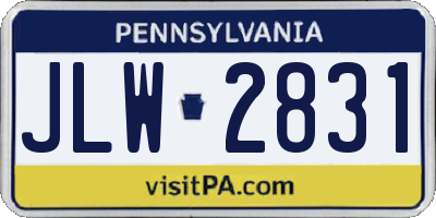 PA license plate JLW2831