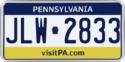 PA license plate JLW2833