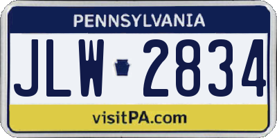 PA license plate JLW2834