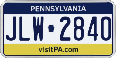 PA license plate JLW2840