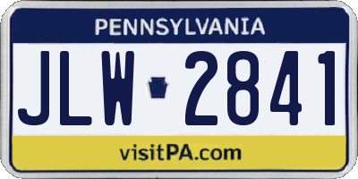 PA license plate JLW2841