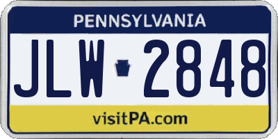 PA license plate JLW2848
