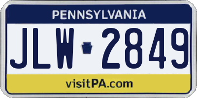 PA license plate JLW2849