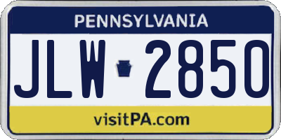PA license plate JLW2850