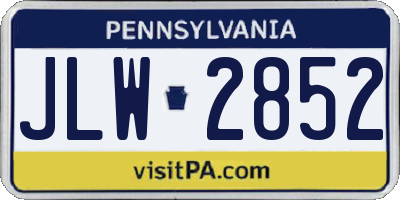 PA license plate JLW2852