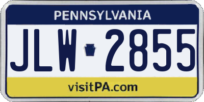 PA license plate JLW2855