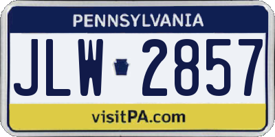 PA license plate JLW2857