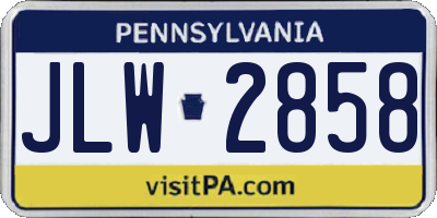PA license plate JLW2858